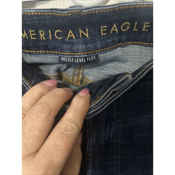 American Eagle Jeans Mens 38x32 Dark Blue Distressed Next Level Flex Denim - Picture 3 of 8